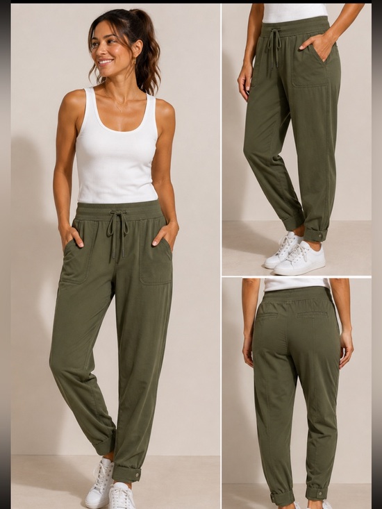 Athleta Pants - #275 Athleta Farallon Olive Green Cotton Stretch Jogger Pants 2X EUC